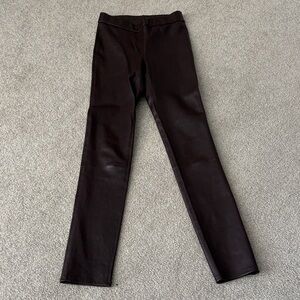 Baldwin dark Brown Leather Trim pull on legging/pant with Pink Lining